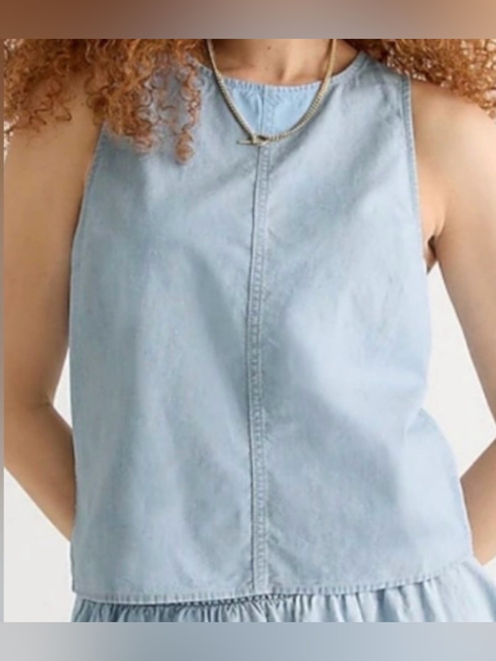 NWT J. Crew Button-back Chambray Tank Top, size XS